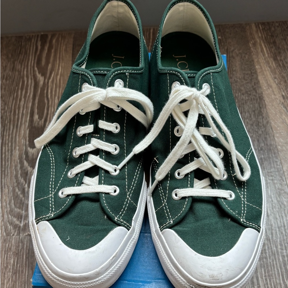 J. Crew Green and White Sneakers